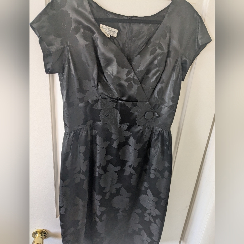 Vintage Murray-Schneider Black Floral Jacquard Dress – Size M (8–10 est.)